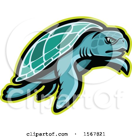 Clipart of a Tough Kemps Ridley Sea Turtle Animal Mascot - Royalty Free Vector Illustration by patrimonio