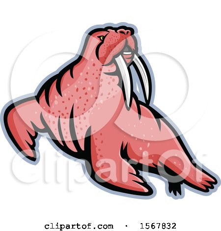Clipart of a Tough Walrus Animal Mascot - Royalty Free Vector Illustration by patrimonio