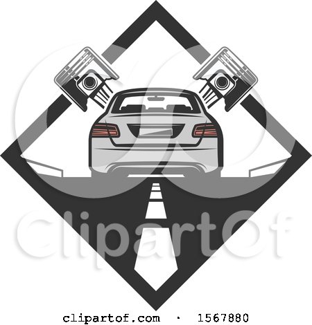 Clipart of a Car and Piston Repair Design - Royalty Free Vector Illustration by Vector Tradition SM