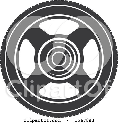 Clipart of a Car Tire Automotive Icon - Royalty Free Vector Illustration by Vector Tradition SM