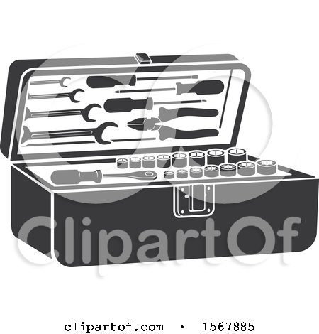 Clipart of a Tool Box Automotive Icon - Royalty Free Vector Illustration by Vector Tradition SM