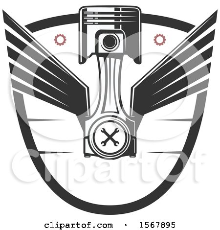 Clipart of a Winged Piston and Wings Shield Design - Royalty Free Vector Illustration by Vector Tradition SM
