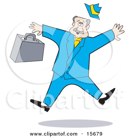 Scared Businessman Dropping His Briefcase While Jumping Clipart Illustration by Andy Nortnik