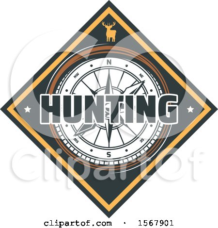 Clipart of a Hunting Compass and Deer Design - Royalty Free Vector Illustration by Vector Tradition SM