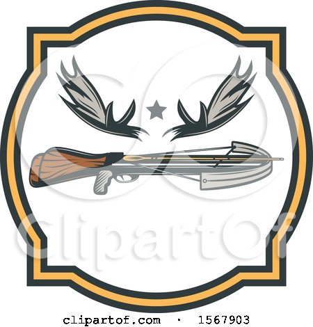 Clipart of a Hunting Crossbow and Antlers Design - Royalty Free Vector Illustration by Vector Tradition SM