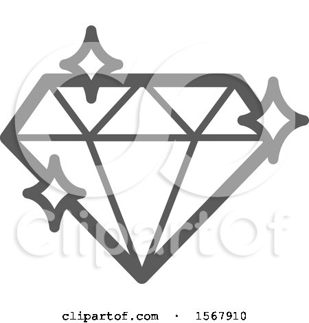 Clipart of a Grayscale Casino Diamond Playing Card Suit Icon - Royalty Free Vector Illustration by Vector Tradition SM