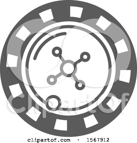 Clipart of a Grayscale Casino Roulette Wheel Icon - Royalty Free Vector Illustration by Vector Tradition SM