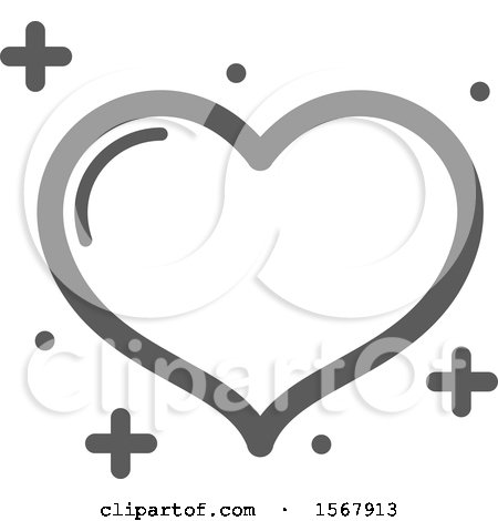 Clipart of a Grayscale Casino Heart Playing Card Suit Icon - Royalty Free Vector Illustration by Vector Tradition SM