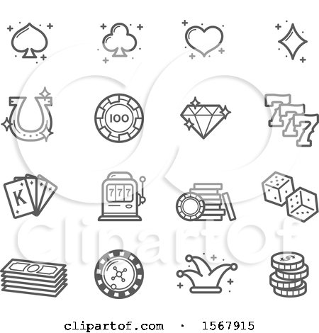 Clipart of Grayscale Casino Icons - Royalty Free Vector Illustration by Vector Tradition SM