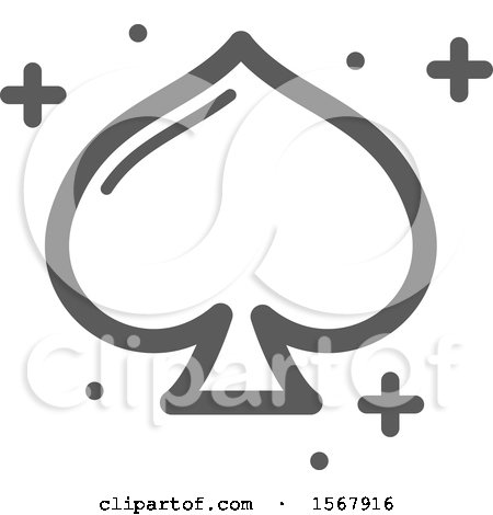 Clipart of a Grayscale Casino Spade Playing Card Suit Icon - Royalty Free Vector Illustration by Vector Tradition SM