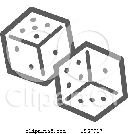 Clipart of a Grayscale Casino Dice Icon - Royalty Free Vector Illustration by Vector Tradition SM