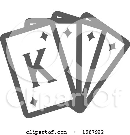 Clipart of a Grayscale Casino Playing Cards Icon - Royalty Free Vector Illustration by Vector Tradition SM