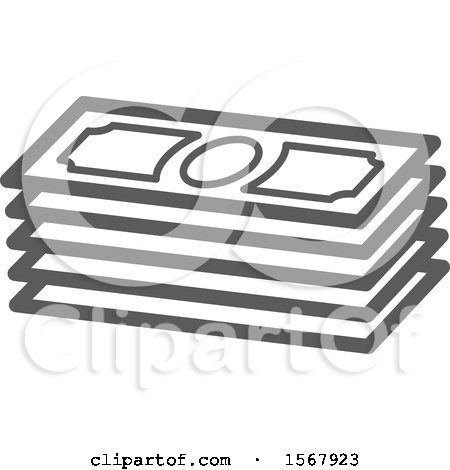 Clipart of a Grayscale Casino Cash Money Icon - Royalty Free Vector Illustration by Vector Tradition SM