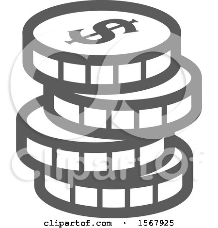 Clipart of a Grayscale Casino Coins Icon - Royalty Free Vector Illustration by Vector Tradition SM