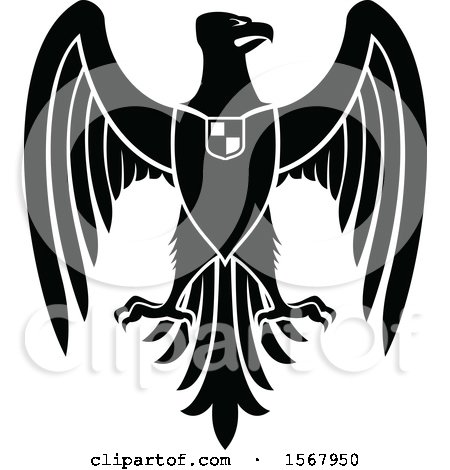 Clipart of a Black and White Heraldic Eagle - Royalty Free Vector Illustration by Vector Tradition SM