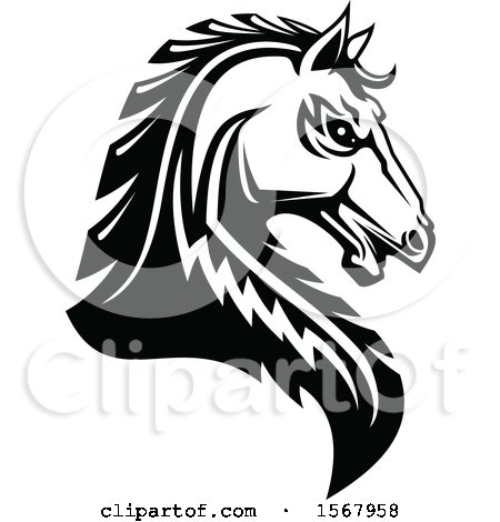 Clipart of a Black and White Tough Stallion - Royalty Free Vector Illustration by Vector Tradition SM