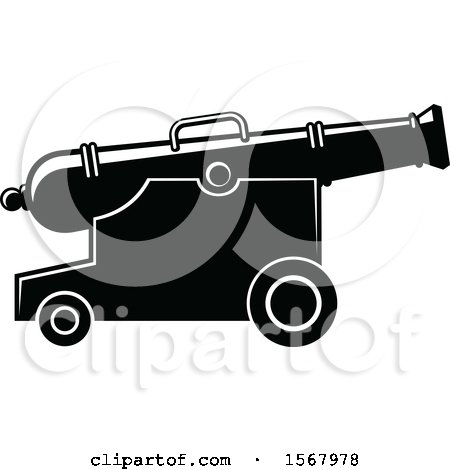 Clipart of a Black and White Canon - Royalty Free Vector Illustration by Vector Tradition SM
