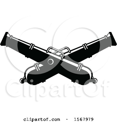 Clipart of Black and White Crossed Canons - Royalty Free Vector Illustration by Vector Tradition SM