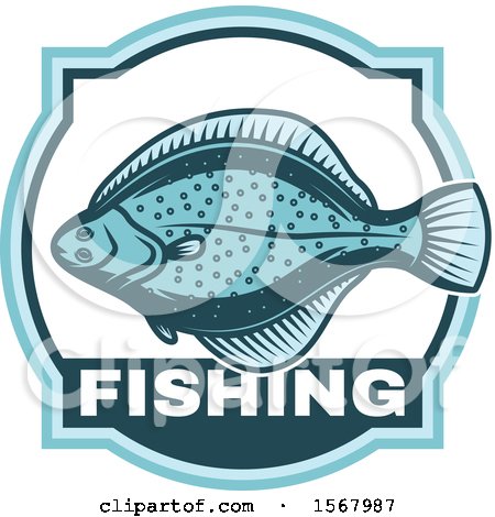 Clipart of a Flounder over Fishing Text - Royalty Free Vector Illustration by Vector Tradition SM