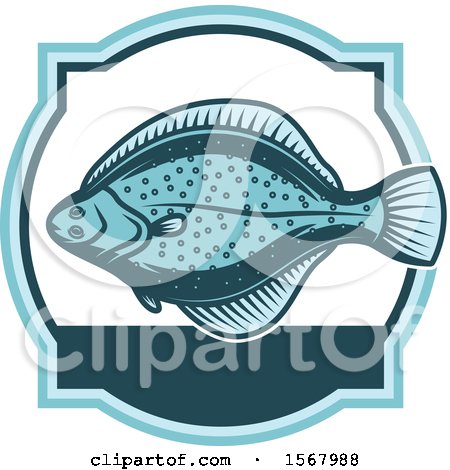 Clipart of a Blue Flounder Fish - Royalty Free Vector Illustration by Vector Tradition SM
