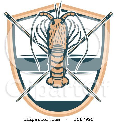 Clipart of a Lobster and Crossed Sticks over a Shield - Royalty Free Vector Illustration by Vector Tradition SM