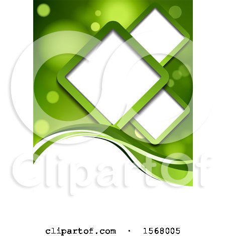 Clipart of a Green Background with Flares and Diamond Frames, on White - Royalty Free Vector Illustration by dero