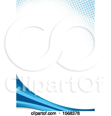 Clipart of a Blue Wave and Halftone Layout Template Background - Royalty Free Vector Illustration by dero