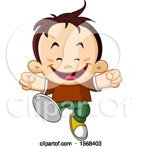 Clipart of a Brunette Boy Running - Royalty Free Vector Illustration by yayayoyo