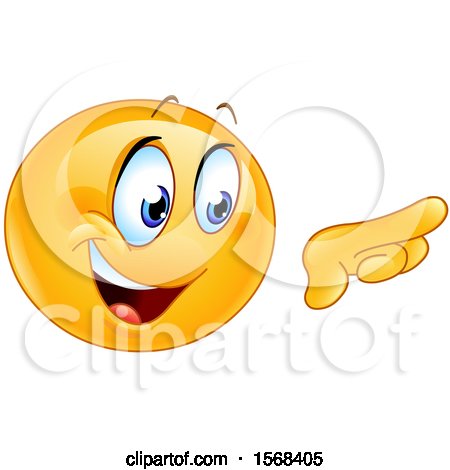 Clipart of a Yellow Emoji Emoticon Pointing to the Right - Royalty Free Vector Illustration by yayayoyo