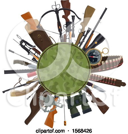 Clipart of a Hunting Equipment Design with Camo - Royalty Free Vector Illustration by Vector Tradition SM