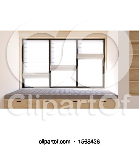Clipart of a 3d Window Seat - Royalty Free Illustration by KJ Pargeter