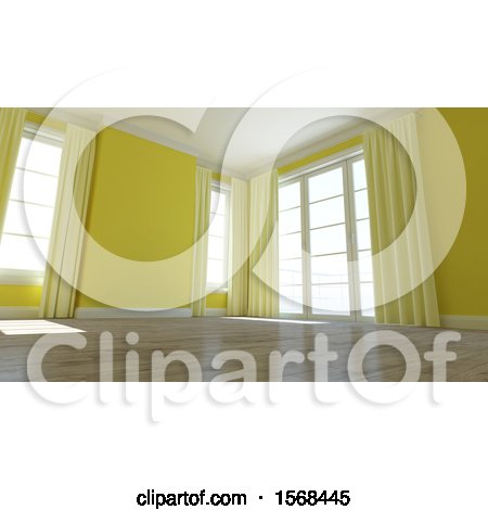 Clipart of a 3d Yellow Empty Room Interior - Royalty Free Illustration by KJ Pargeter