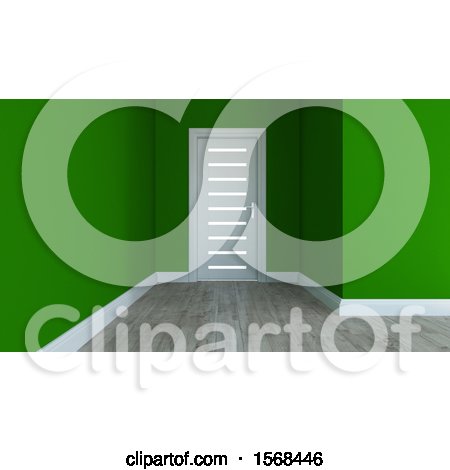 Clipart of a 3d Green Empty Room Interior - Royalty Free Illustration by KJ Pargeter