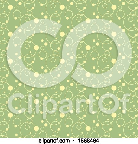 Clipart of a Green and Yellow Retro Bubbles Background - Royalty Free Vector Illustration by KJ Pargeter