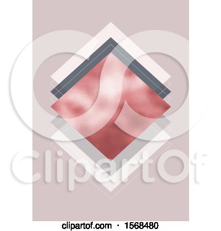 Clipart of a Rose Gold Diamond Minimalistic Background - Royalty Free Vector Illustration by KJ Pargeter