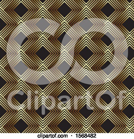 Clipart of a Black and Gold Art Deco Background - Royalty Free Vector Illustration by KJ Pargeter