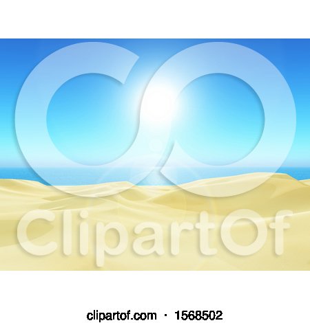 Clipart of a Sandy Beach on a Sunny Day - Royalty Free Illustration by KJ Pargeter