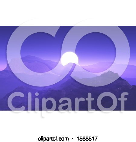Clipart of a Purple Sunset with Mountains - Royalty Free Illustration by KJ Pargeter