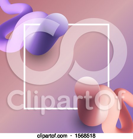 Clipart of a Frame with Purple and Pink 3d Worms - Royalty Free Vector Illustration by KJ Pargeter