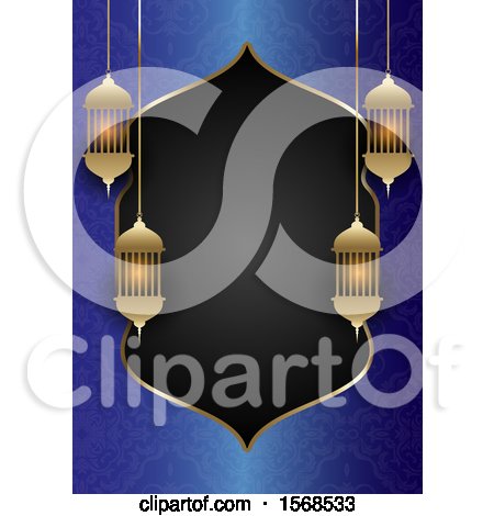 Clipart of a Border of Iftar Party Lanterns - Royalty Free Vector Illustration by KJ Pargeter