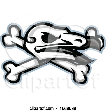Clipart of a Vulture Skull and Crossed Bones - Royalty Free Vector Illustration by patrimonio