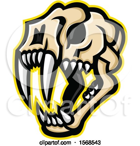 Clipart of a Fierce Saber Toothed Cat Skull - Royalty Free Vector Illustration by patrimonio
