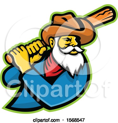 Clipart of a Miner Mascot with a Baseball Bat - Royalty Free Vector Illustration by patrimonio