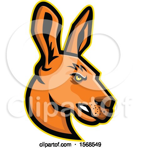 Clipart of a Tough Profiled Kangaroo Mascot Face - Royalty Free Vector Illustration by patrimonio
