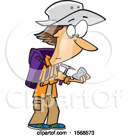 Clipart of a Cartoon Geologist Inspecting a Rock - Royalty Free Vector Illustration by toonaday