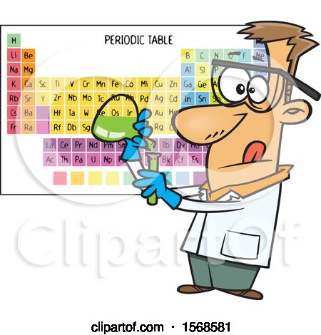 Clipart of a Cartoon Male Chemist Conducting an Experiment - Royalty Free Vector Illustration by toonaday