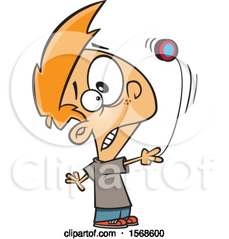 Clipart of a Cartoon Boy Bonking His Head with a Yoyo - Royalty Free Vector Illustration by toonaday
