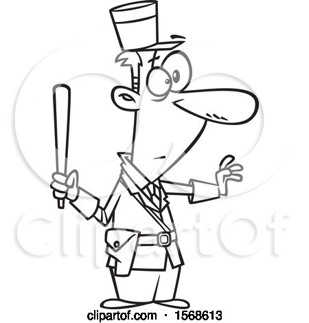 Clipart of a Cartoon Lineart Male Gendarme Officer - Royalty Free Vector Illustration by toonaday