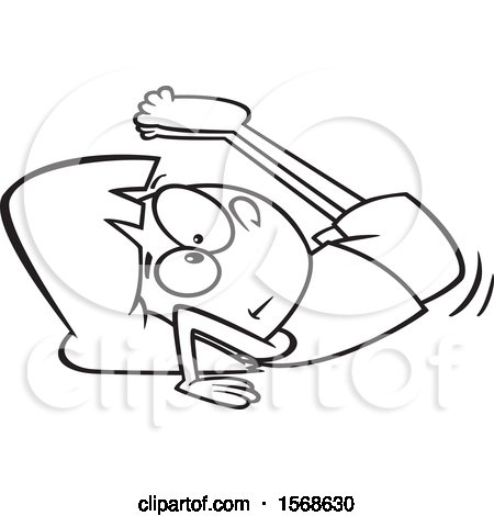 Clipart of a Cartoon Lineart Girl Performing a Backward Roll in Gymnastics - Royalty Free Vector Illustration by toonaday