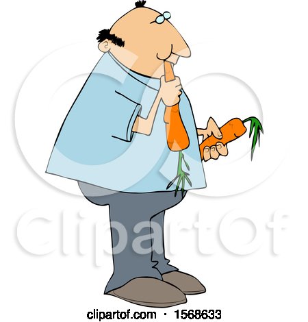 Clipart of a Cartoon Man Eating Carrots - Royalty Free Vector Illustration by djart